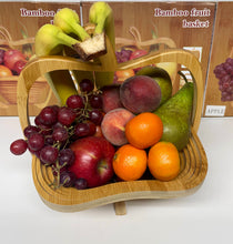 Load image into Gallery viewer, Apple Folding Bamboo Bowl Fruit Basket Collapsible Foldable Wood Stand Display Bowl Trivet