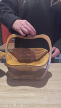 Load and play video in Gallery viewer, Apple Folding Bamboo Bowl Fruit Basket Collapsible Foldable Wood Stand Display Bowl Trivet