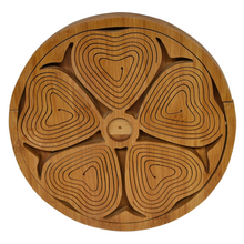 Load image into Gallery viewer, 5 Hearts Folding Bamboo Bowl Fruit Basket Collapsible Foldable Wood Stand Display Bowl Trivet