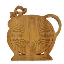 Load image into Gallery viewer, Chicken Folding Bamboo Bowl Fruit Basket Collapsible Foldable Wood Stand Display Bowl Trivet