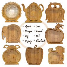 Load image into Gallery viewer, Sun Folding Bamboo Bowl Fruit Basket Collapsible Foldable Wood Stand Display Bowl Trivet