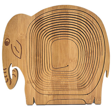 Load image into Gallery viewer, Elephant Folding Bamboo Bowl Fruit Basket Collapsible Foldable Wood Stand Display Bowl Trivet