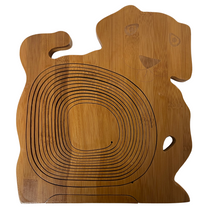 Load image into Gallery viewer, Dog Folding Bamboo Bowl Fruit Basket Collapsible Foldable Wood Stand Display Bowl Trivet