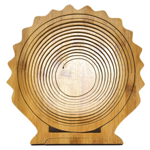 Load image into Gallery viewer, Sun Folding Bamboo Bowl Fruit Basket Collapsible Foldable Wood Stand Display Bowl Trivet