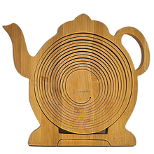 Load image into Gallery viewer, Teapot Folding Bamboo Bowl Fruit Basket Collapsible Foldable Wood Stand Display Bowl Trivet
